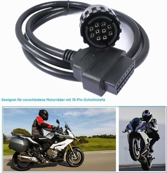 10-pinový OBD konektor pre motocykle kompatibilný s adaptérom OBD2 z 10-pinového na 16-pinový konektor