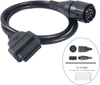 10-pinový OBD konektor pre motocykle kompatibilný s adaptérom OBD2 z 10-pinového na 16-pinový konektor