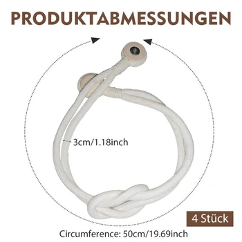 4 magnetické úchytky na záclony, ručne tkané úchytky na záclony pre domácnosť a kanceláriu (béžová)