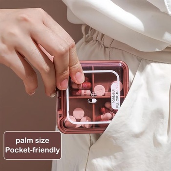 Krabička na tablety se 3 přihrádkami, 4 přihrádky, mini přenosná krabička na léky