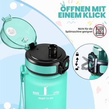 Fľaša na vodu HoneyHolly 500ml, nepriepustná s časovou značkou, detská fľaša na pitie, športová