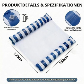 Nafukovací matrace do bazénu, vodní houpací síť 132x130cm pro 2 osoby