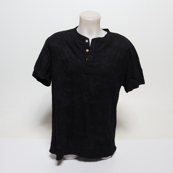 Pánské tričko HMIYA, 100% bavlna, vintage henley, krátký rukáv, letní, ležérní, velikost XL,