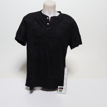 Pánské tričko HMIYA, 100% bavlna, vintage henley, krátký rukáv, letní, ležérní, velikost XL,