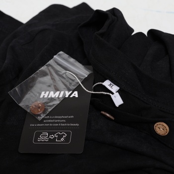 Pánské tričko HMIYA, 100% bavlna, vintage henley, krátký rukáv, letní, ležérní, velikost XL,