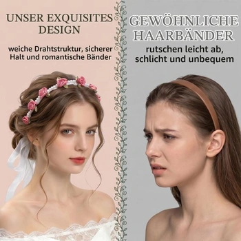 Květinová čelenka, dirndl čelenka, modré růže, tradiční vlasové doplňky