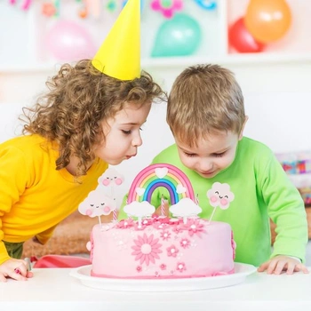 8dielna sada dúhových dekorácií na torty, roztomilé keramické ozdoby na torty, ozdoba na tortu vo