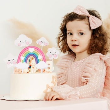 8dielna sada dúhových dekorácií na torty, roztomilé keramické ozdoby na torty, ozdoba na tortu vo