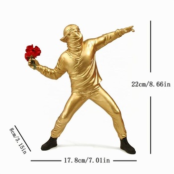Banksyho figurka sochař vrhač květin, pouliční umělecká dekorativní figurka pro domácí kancelář,