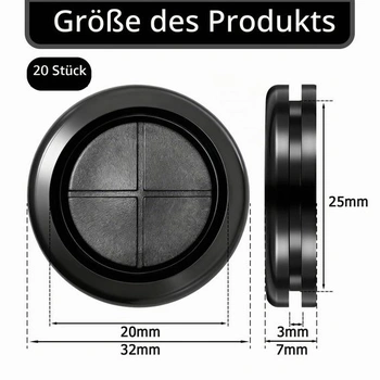 20 kusů gumových kabelových průchodek 25 mm, vodotěsných, černých 25 mm - 20 ks