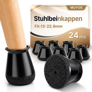 24 plstených krytiek nôh stoličiek pre šikmé nohy stoličiek, čierne, okrúhle, malé