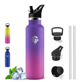 Nerezová fľaša na vodu, 750 ml, so slamkou, bez BPA, na…