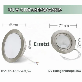 Balenie 3 kusov zapustených LED bodových svetiel, 12V LED bodové svetlo, neutrálna biela, stmievateľné,