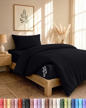 Utopia Bedding 3dielna sada posteľnej bielizne - Čierna 135x200cm + 90x190cm + 50x75cm Čierna