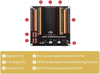 Diymore pro ESP32-S3 DevKitC-1 N16R8 modul, rozšiřující deska pro ESP32 S3 1-N16R8 vývojová deska s