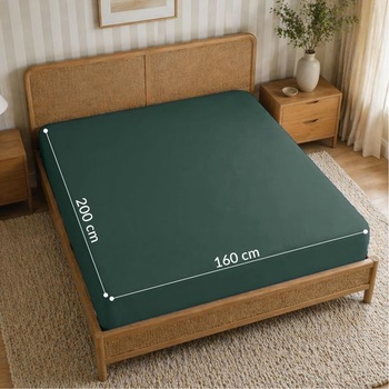 Prestieradlo Twinzen 160x200cm, 30cm veľký klobúk, petrolejovo zelená Petrolejovo zelená 160 x 200