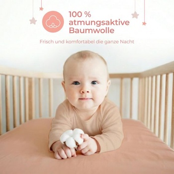 Dreamzie - Sada 2 napínacích prestieradiel 70x140 cm do detskej postieľky - Bavlnená ružová/biela 70 x