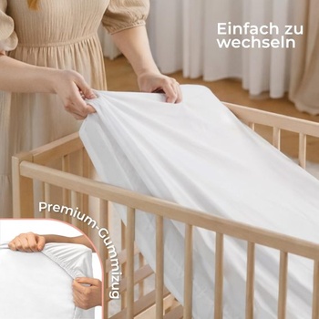 Dreamzie - Sada 2 napínacích prestieradiel 70x140 cm do detskej postieľky - Bavlnená ružová/biela 70 x