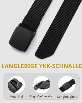 Pánsky pracovný opasok CHAOREN, látkový opasok bez kovu, 38 mm čierny, pás 80-90 cm (celková dĺžka