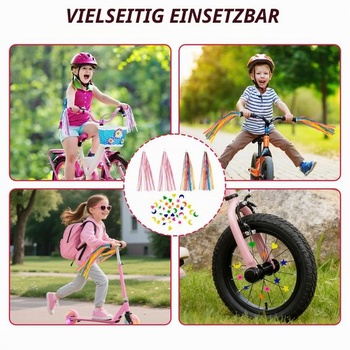 2 páry strapcov na riadidlá a 36 korálikov na drôty v sade - Dievčenské cyklistické doplnky, farebné