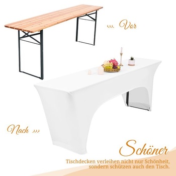 2 prémiové nepremokavé elastické obrusy na pivný stôl, 220 x 50 cm, so 4 vreckami na nohy v spodnej