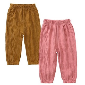 Balenie 2 unisex háremových nohavíc pre bábätká/deti, letné bavlnené a ľanové nohavice, ľahké,