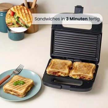 Kontaktní grilovací sendvičovač QuickBite na 2 sendviče, 1000 W, černý, 24,9 x 24,2 x 10,6 cm