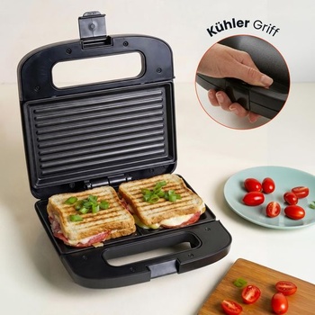 Kontaktný grilovací sendvičovač QuickBite na 2 sendviče, 1000 W, čierny, 24,9 x 24,2 x 10,6 cm