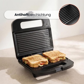 Kontaktný grilovací sendvičovač QuickBite na 2 sendviče, 1000 W, čierny, 24,9 x 24,2 x 10,6 cm