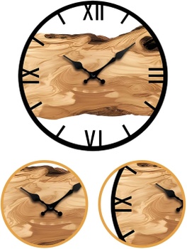Nástenné hodiny Baoblaze drevené, 30cm