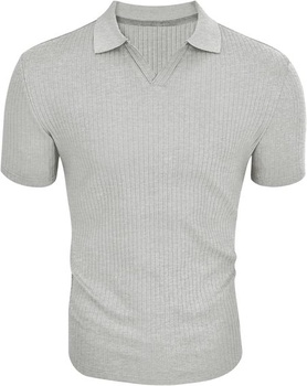Pánské polokošile letní krátký rukáv pletené pruhované košile s krátkým rukávem strečové golfové