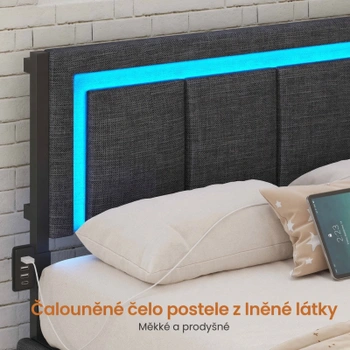 Rám postele DJ505674_1, 90 x 200 cm, se 2 zásuvkami, šedá - A
