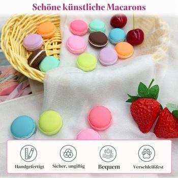 XCSJ 16 ks realistických umelých makroniek 2,5*1,3 cm, mini ružová, modrá, ružová, žltá, fialová,