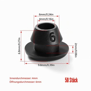 YIXISI 50 kusov Gumové priechodky s priemerom 4 * 6 mm, uzavreté pryžové priechodky, pryžové zátky pre