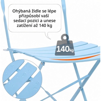 Skladacie bistro set WD-S123, 3dielny, stôl a 2 stoličky, modrá - N