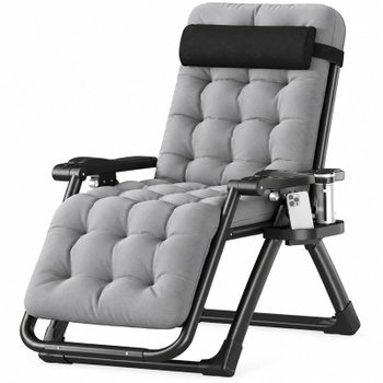 Lehátko zero gravity ZFF001, 180 x 67 cm, nosnosť 150 kg, čierno/sivé - A