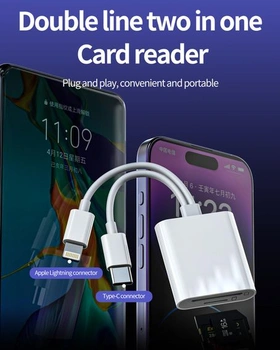 Adaptér USB-C a Lightning, čítačka kariet SD a Micro SD pre Apple, iPhone 16, 15, 14, iPad, MacBook