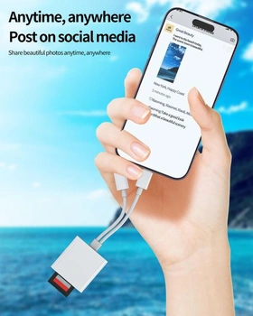 Adaptér USB-C a Lightning, čítačka kariet SD a Micro SD pre Apple, iPhone 16, 15, 14, iPad, MacBook