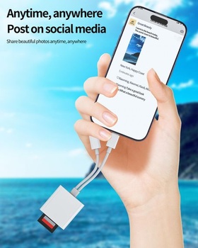 Adaptér USB-C a Lightning, čtečka karet SD a Micro SD pro Apple, iPhone 16, 15, 14, iPad, MacBook