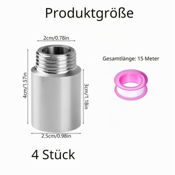 4 Predĺženie sprchovej hlavice 1/2 palca 30 mm, nerezová oceľ