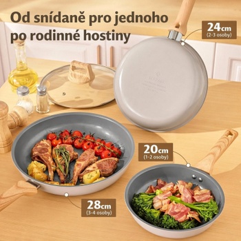 Sada panvíc N90031LID, 20/24/28 cm, 2 pokrievky, indukčná, šedá - N