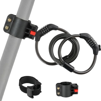 Zámok na bicykel a kolobežku GK102.705, dvojitý kombinačný zámok, 125 cm, 12 mm, čierny - N
