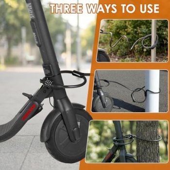 Zámok na bicykel a kolobežku GK102.705, dvojitý kombinačný zámok, 125 cm, 12 mm, čierny - N