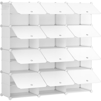 Regál na topánky WT38SC01G1, 12 priehradiek, 120 x 30 x 120 cm, biely - N