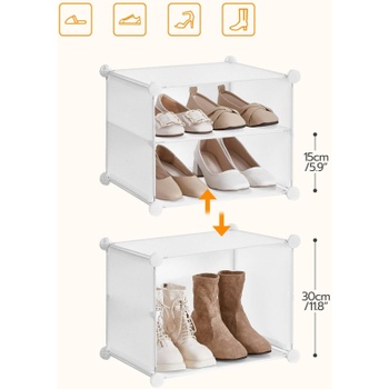 Regál na topánky WT38SC01G1, 12 priehradiek, 120 x 30 x 120 cm, biely - N