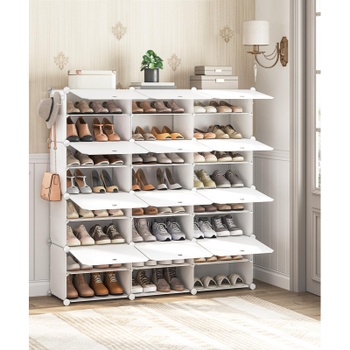 Regál na topánky WT38SC01G1, 12 priehradiek, 120 x 30 x 120 cm, biely - N