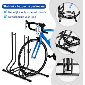 Stojan na bicykle DT3, pre 3 bicykle, 108 x 38 x 68,5 cm, čierny - N