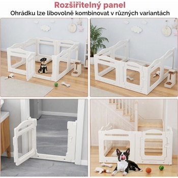 Skladací výbeh pre psov 7+1 z akrylu YL-41, 129 x 129 x 60 cm, biely - A