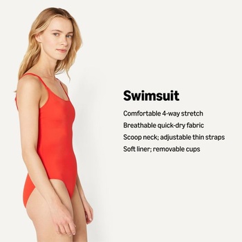 Dámske jednodielne plavky Amazon Essentials s okrúhlym výstrihom, plným krytím (k dispozícii vo