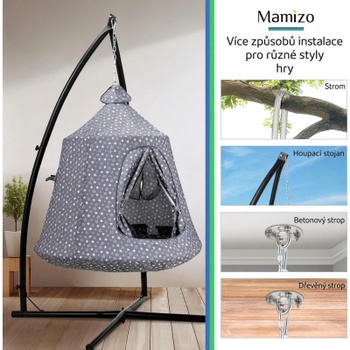 Závesné hojdacie kreslo SW134M, s rámom, 112 x 112 x 212,5 cm, šedá - B